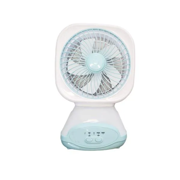 6Inch Rechargeable Fan With LED Light - Blue