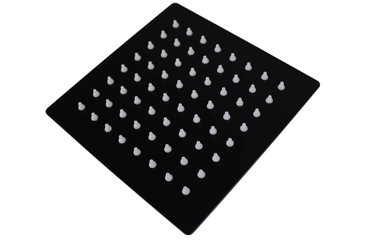 LMA Essentials High-Pressure Ultra-Thin Rainfall Shower Head - 20cm Square - Black