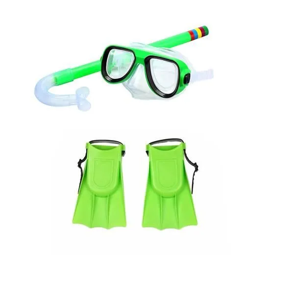 Swimming Goggles Snorkeling Scuba + Fins - Green
