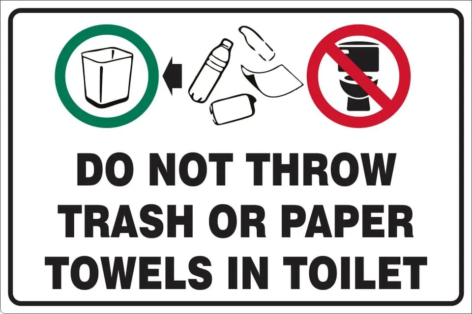 Do Not Throw Trash In Toilets Sign On Abs 290x290