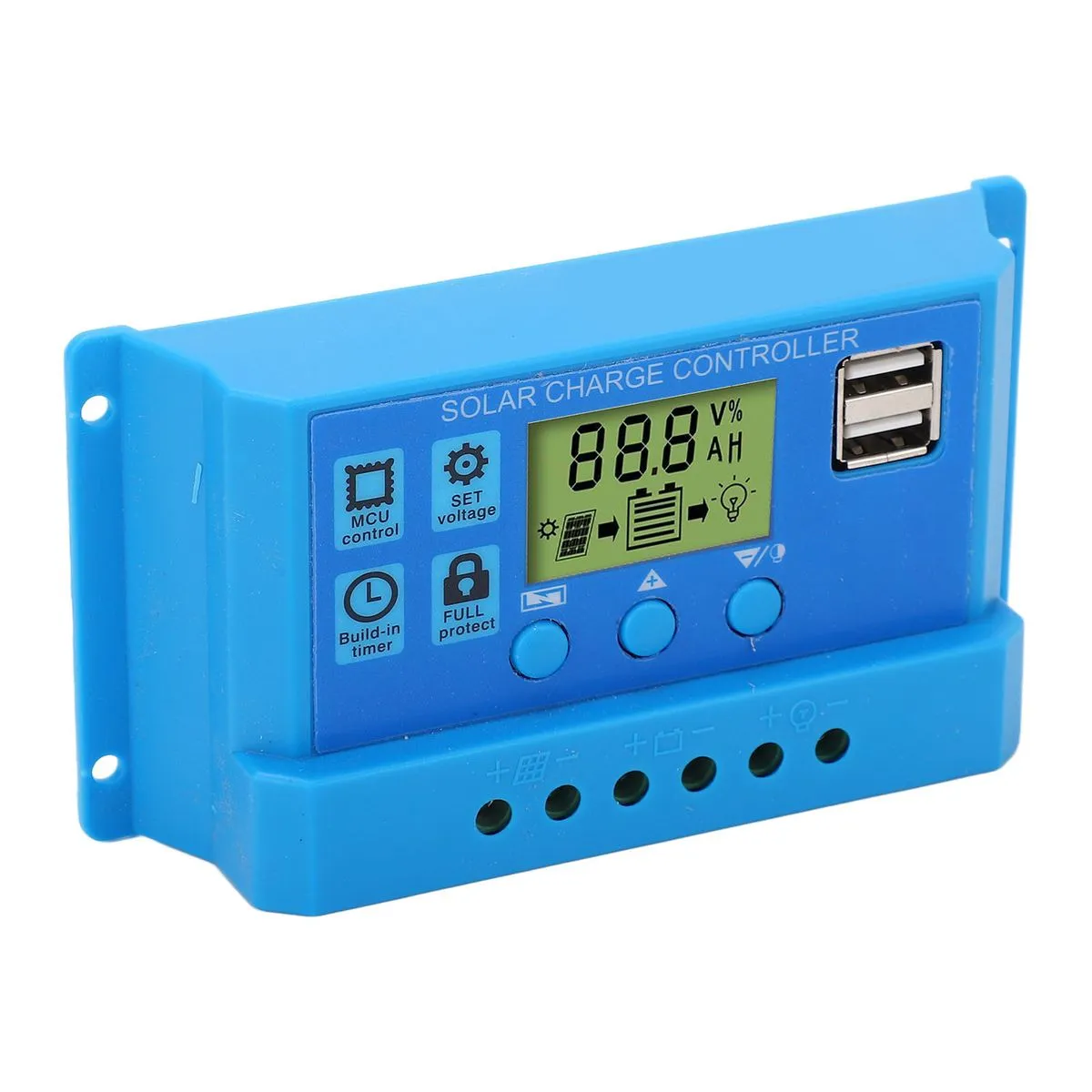 PWM Solar Controller 12V 24V LCD Adjustable 2USB