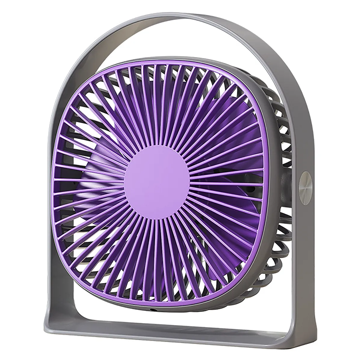 Desk Fan, 5 Speeds Strong Wind Quiet Portable USB Fan 360 Rechargeable - Purple-grey