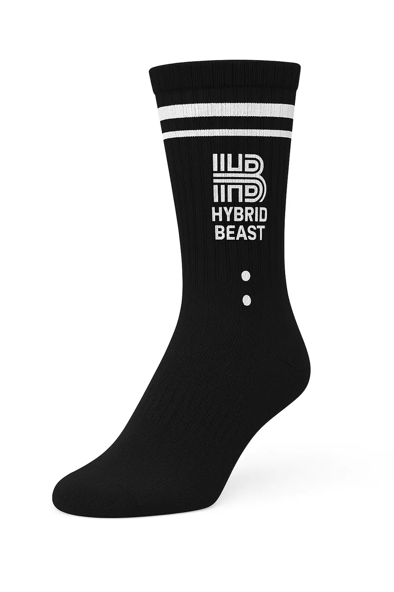 3 Pack -Premium Sports Socks OSFA- Crew Cut - Black