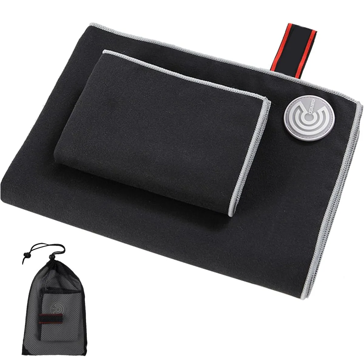 Sport Gym Towel Set of 2 - Microfiber Quick Dry Sweat Absorbent Towel - Black