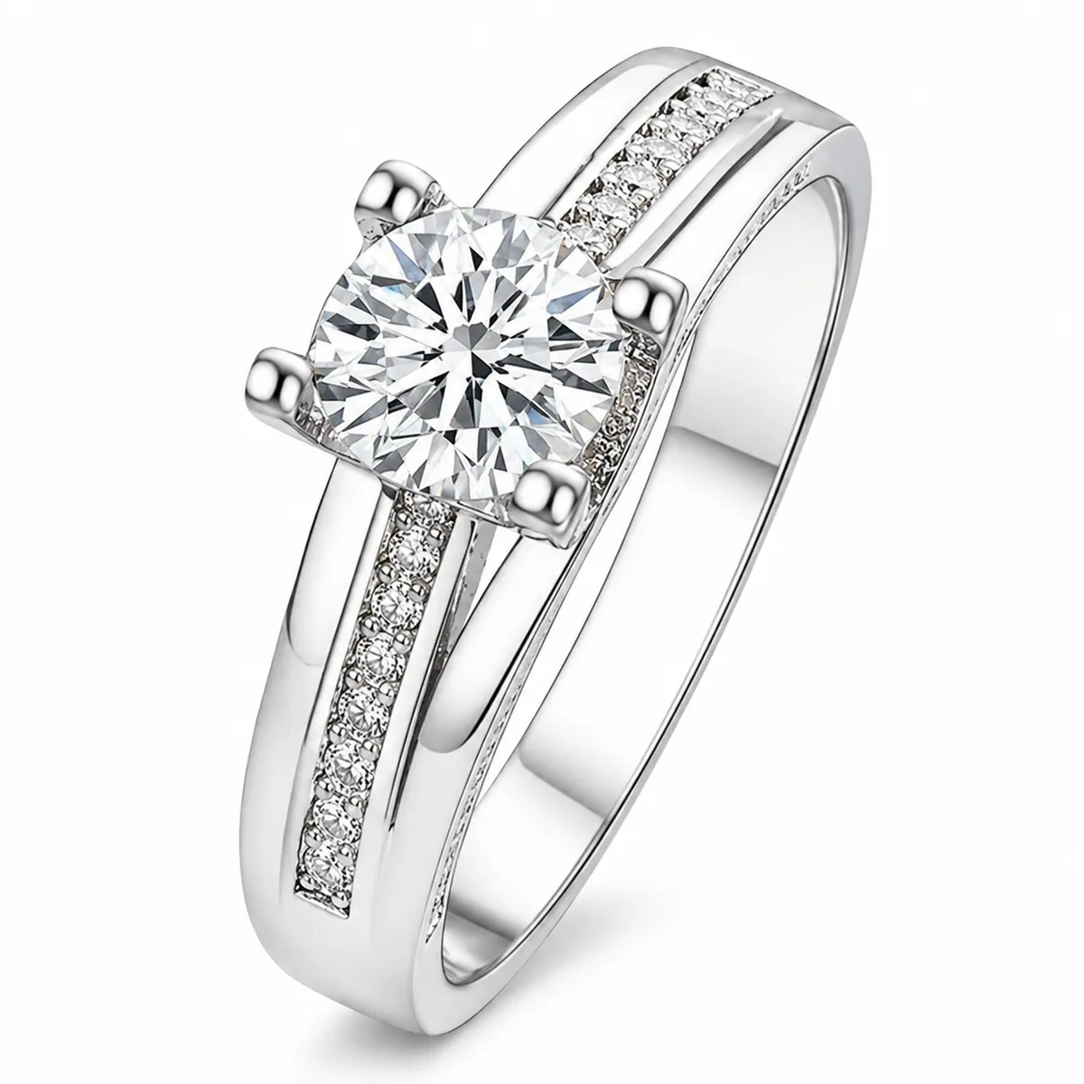 925 Silver Plated Cubic Zirconia Halo Engagement Style Ring