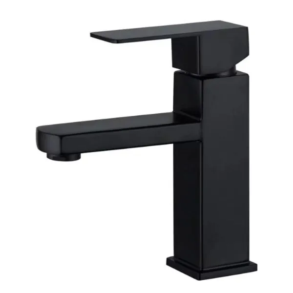 Square Basin Mixer with Hose Matte Black (17.5cm)