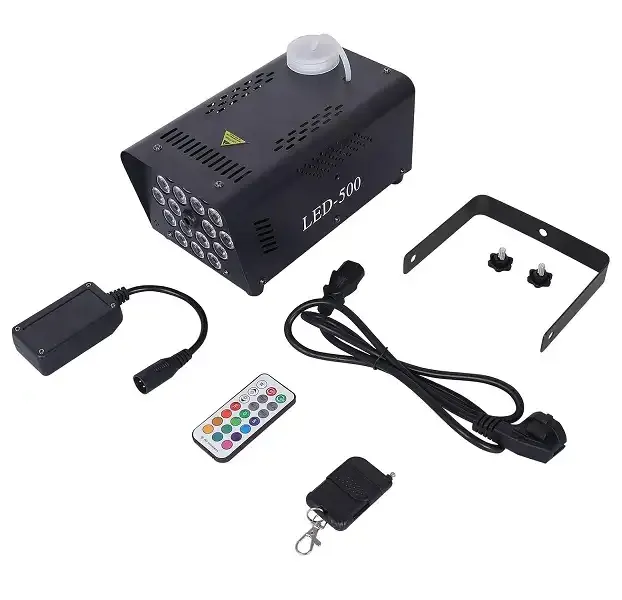 2-in-1 Smoke Fog Machine With 18 LED Stage Lights & 2 Remote Controls-(GC)