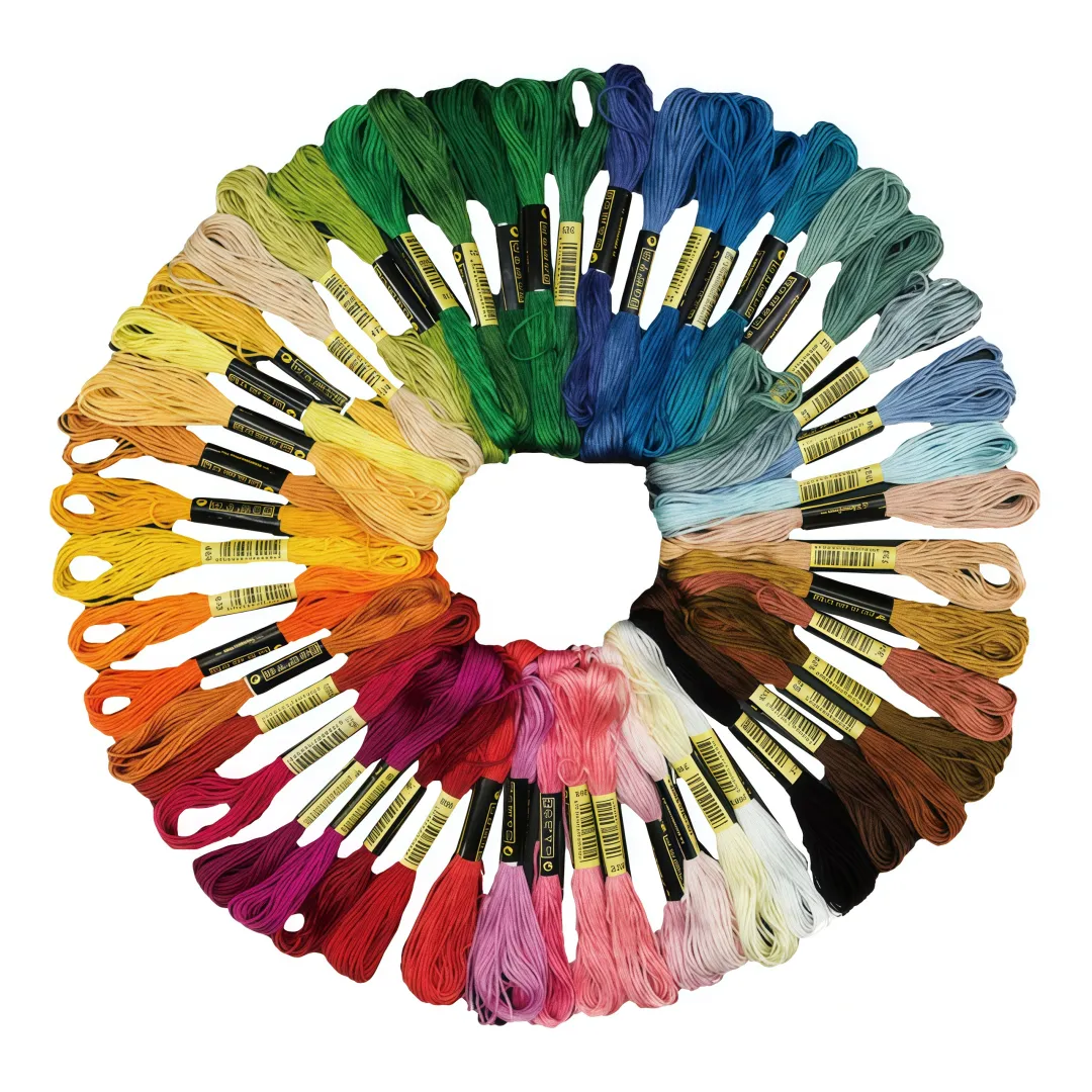 Hexchasty 50-Pack Embroidery Threads, Cotton/Polyester, 7.5m/Roll
