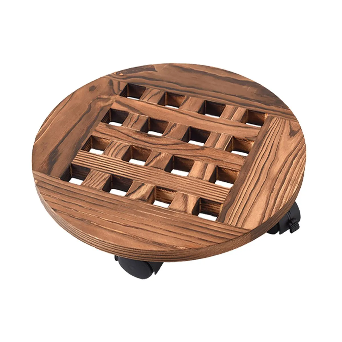 25cm Wooden Mobile Plant Tray with 4 Wheels