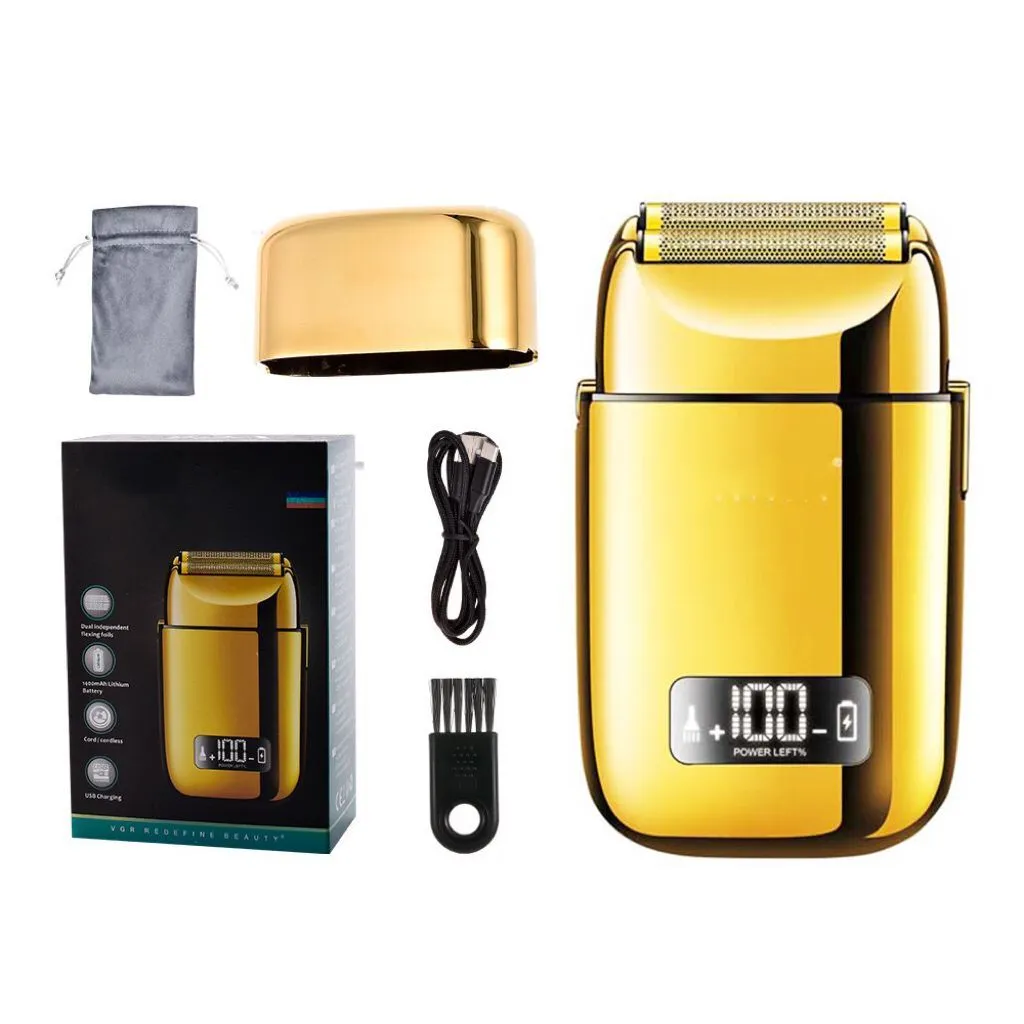 Powerful LCD Metal Cordless Head Electric Shavers Hair Trimmer - Gold