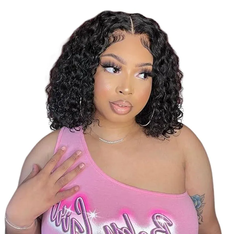 Golden Perfcet 12'' Deep Wave13x4 Lace Front Wig Brazilian Curly Short Wigs