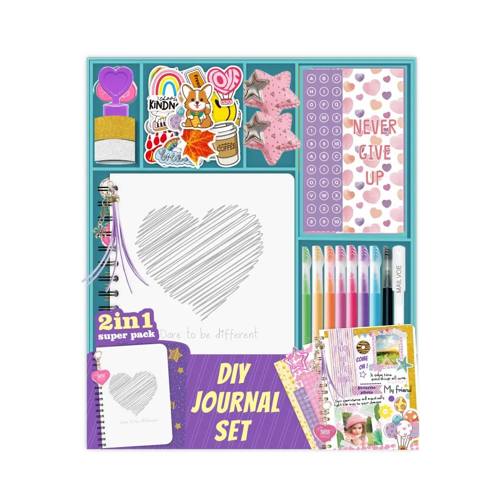 Scrapbook & Diary Supplies Set, DIY Journal Kit for Girls 200 Pieces