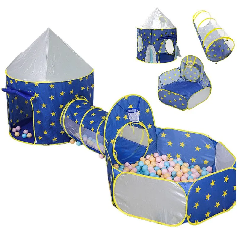 3 in 1 Kids Play Tent Foldable Playhouse Toy with Ball Pit & Tunnel & Tents