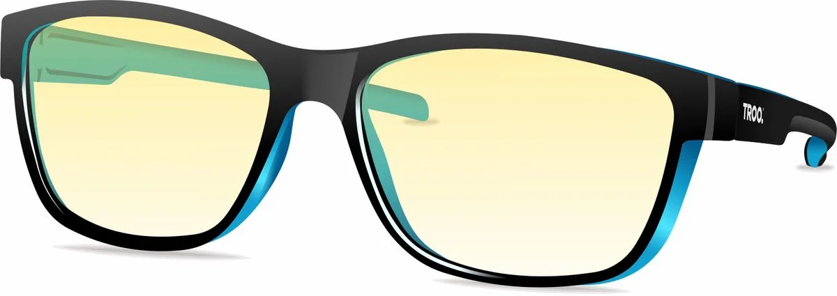 TROO Gaming Full Tilt Series Blue Light Blocking Eye Protection Glasses - Black, Blue