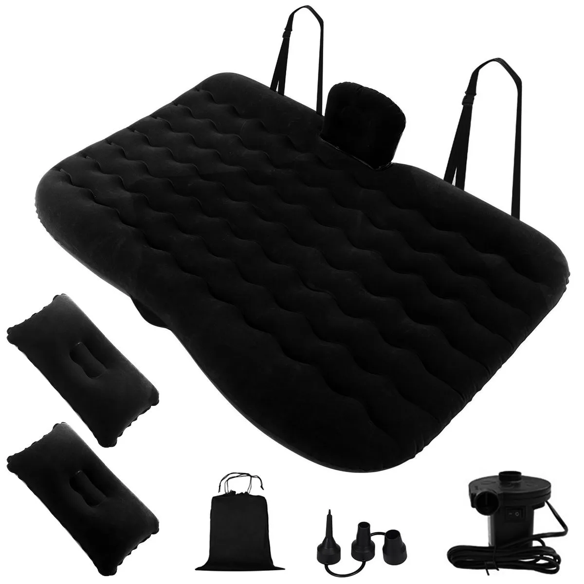 Car Air Mattress Set - Auto Inflatable Car Travel Bed for Sedan SUV Truck - Black