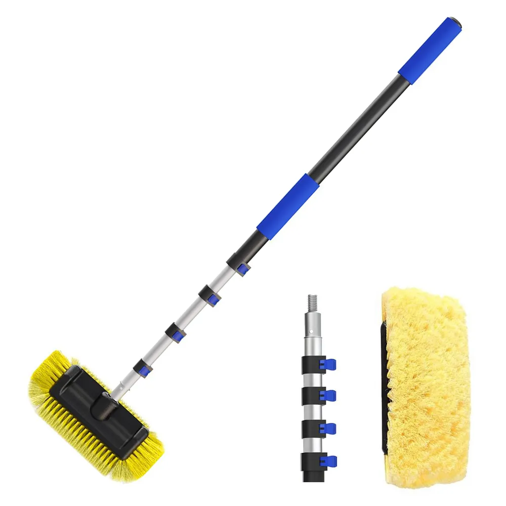 Telescopic Solar Panel Cleaning Broom with Soft Bristles 6m/7.2m Extend - 6m