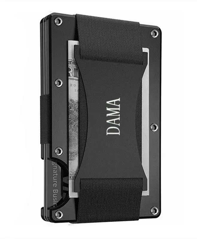 DAMA Minimalist Wallets Aluminium Card Holder & Money Clip - RFID Blocking - Black