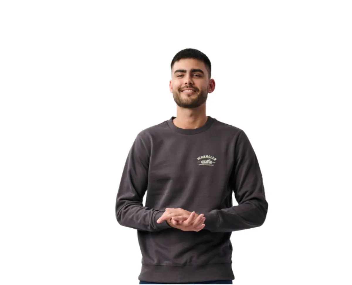 Wrangler Men's Smoke Crew Fleece in Faded Black