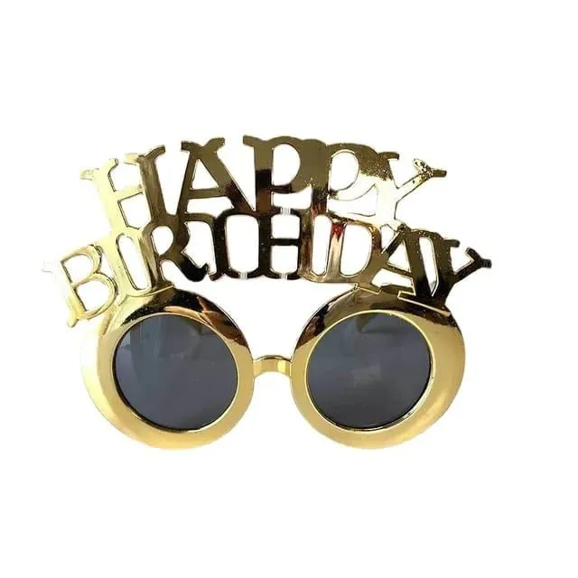 Happy Birthday Frame Funny Glasses Fancy Fun Party Glasses Mask - Gold
