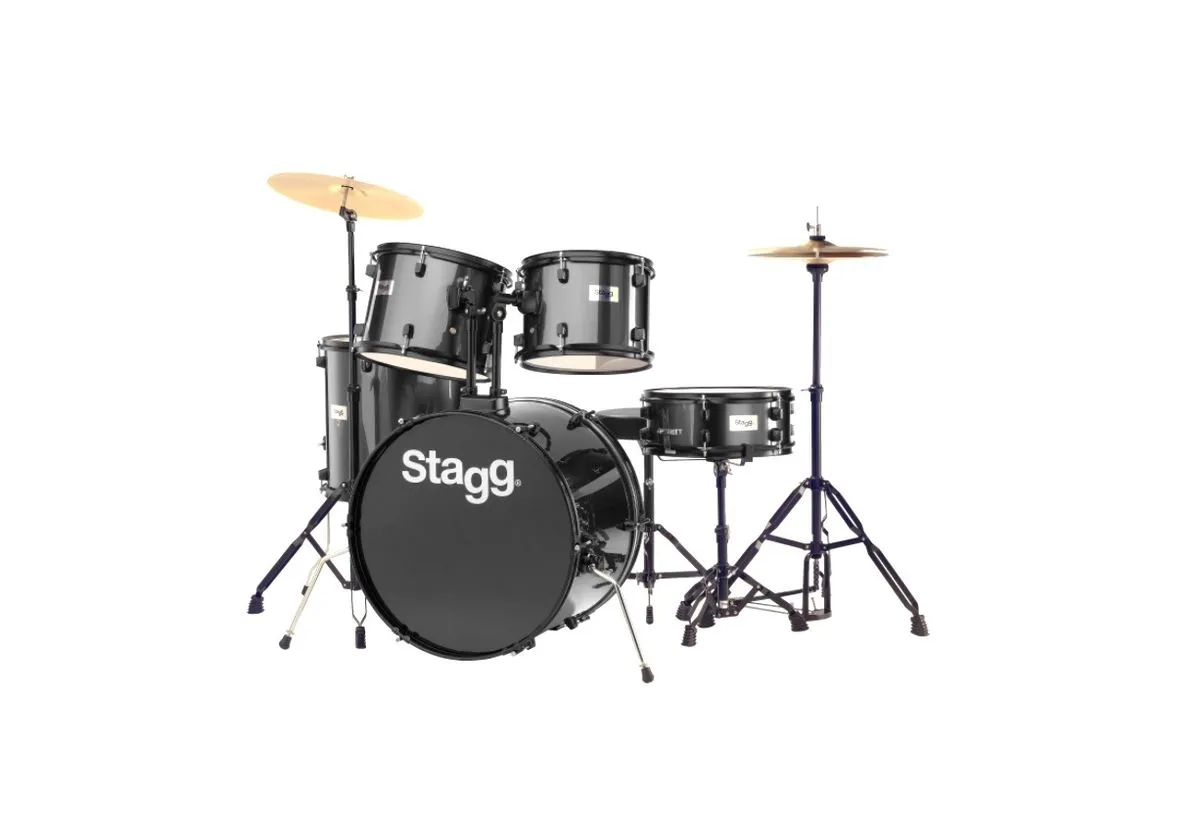 STAGG TIM-122- Full size 22" - 5-Piece Acoustic Drumset - Black