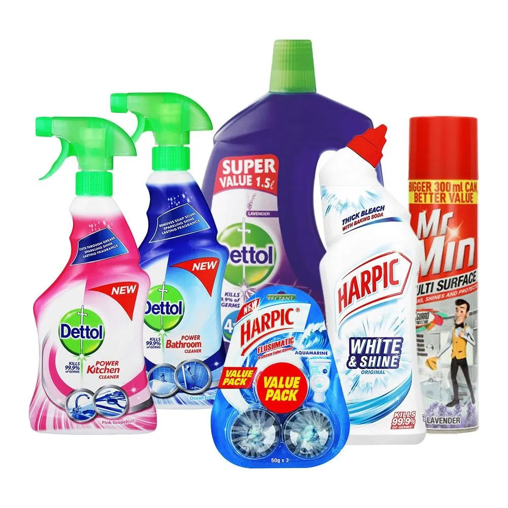 Dettol, Mr. Min & Harpic - All in One Household Cleaning Bundle - 6 Piece