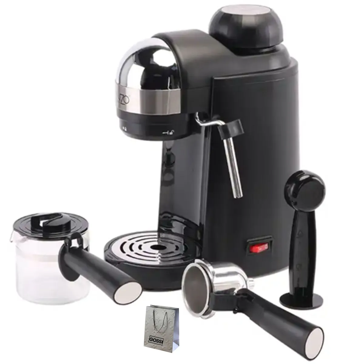 Enzo - Italian 3.5-bar Coffee Maker with Milk Steamer - Black
