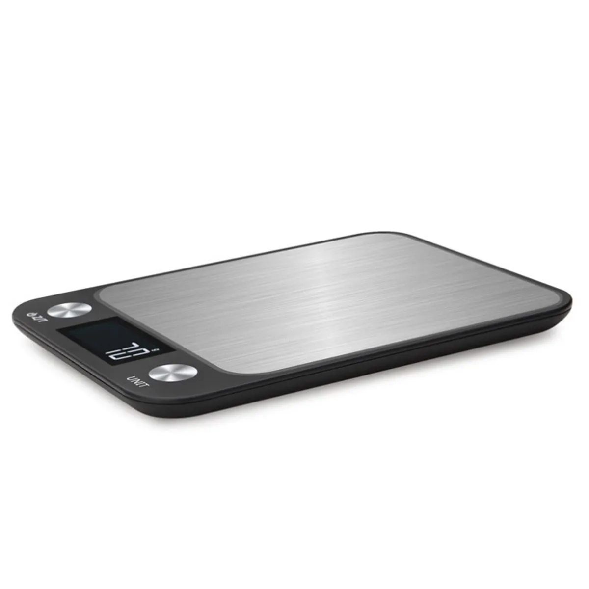 Ultra-Thin Digital Kitchen Scale – LCD Screen Brushed Stainless Steel - Black