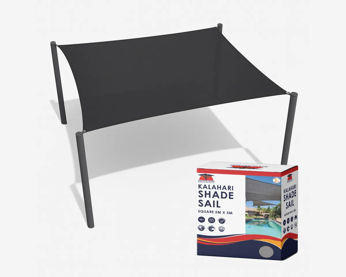 Kalahari Square Shade Sail 5m × 5 m - Charcoal