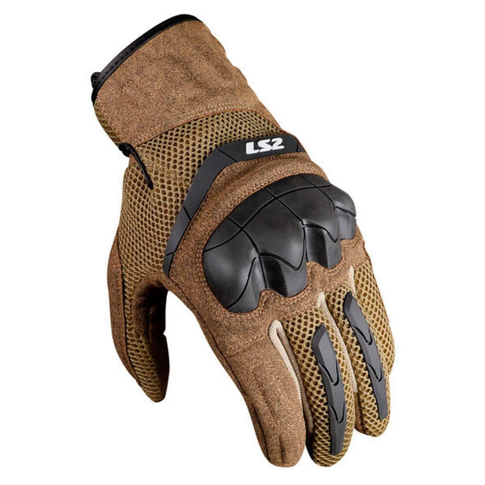 LS2 - Kubra Men's Motorcycle Gloves - Brown