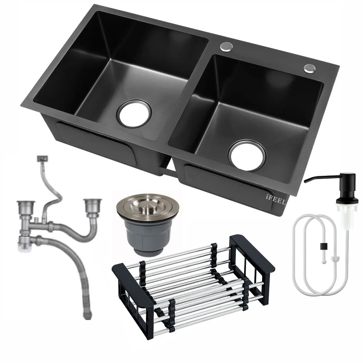IFEEL Double Bowl Kitchen Sink 82x45x22 cm - Grey