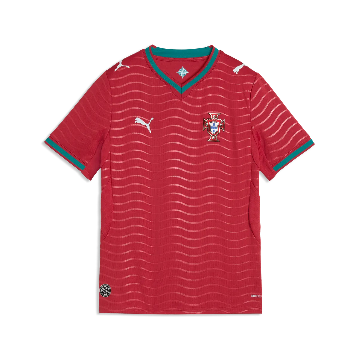 Puma Junior FPF Home Short Sleeve Jersey - Club Red/Green Lagoon