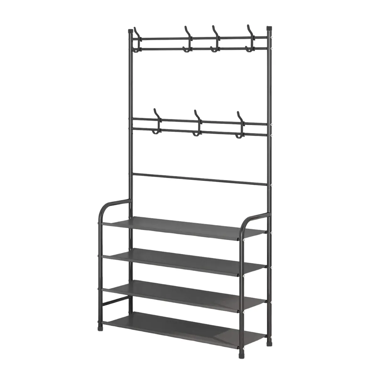 4-Tier Shoe and Clothes Rack - Black