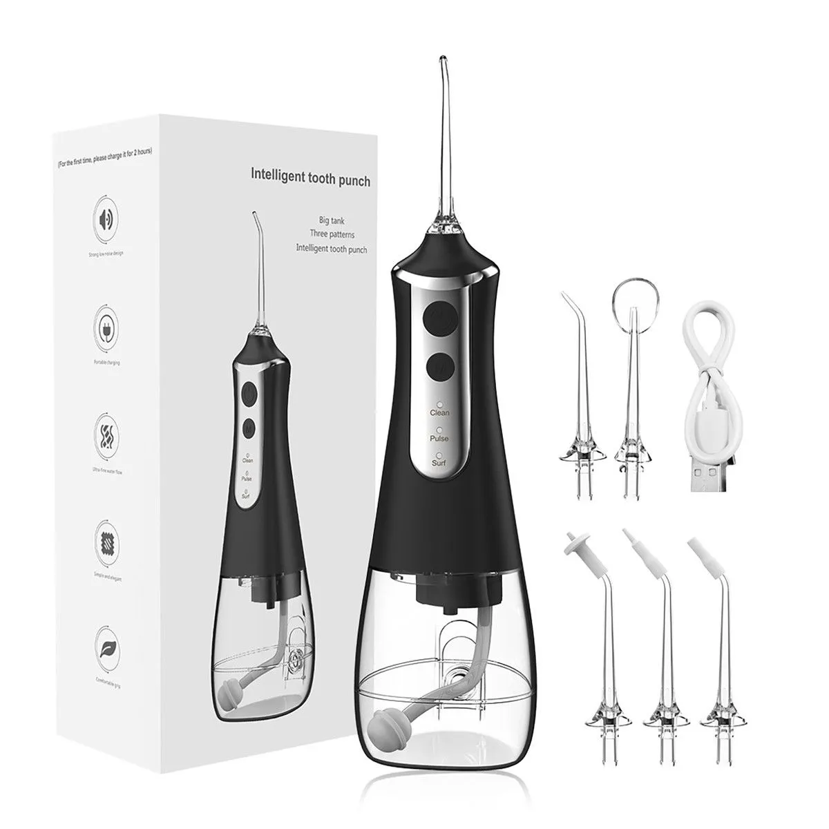 Handheld Portable Dental Flushing Device Household Electric Water Flossing - Black