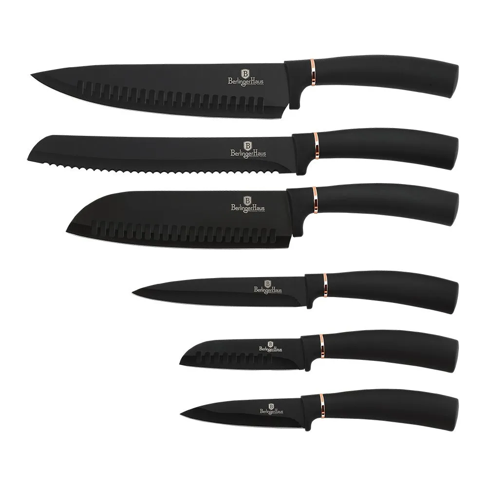 Berlinger Haus 6 Piece Marble Coated Knife Set - Black Rose