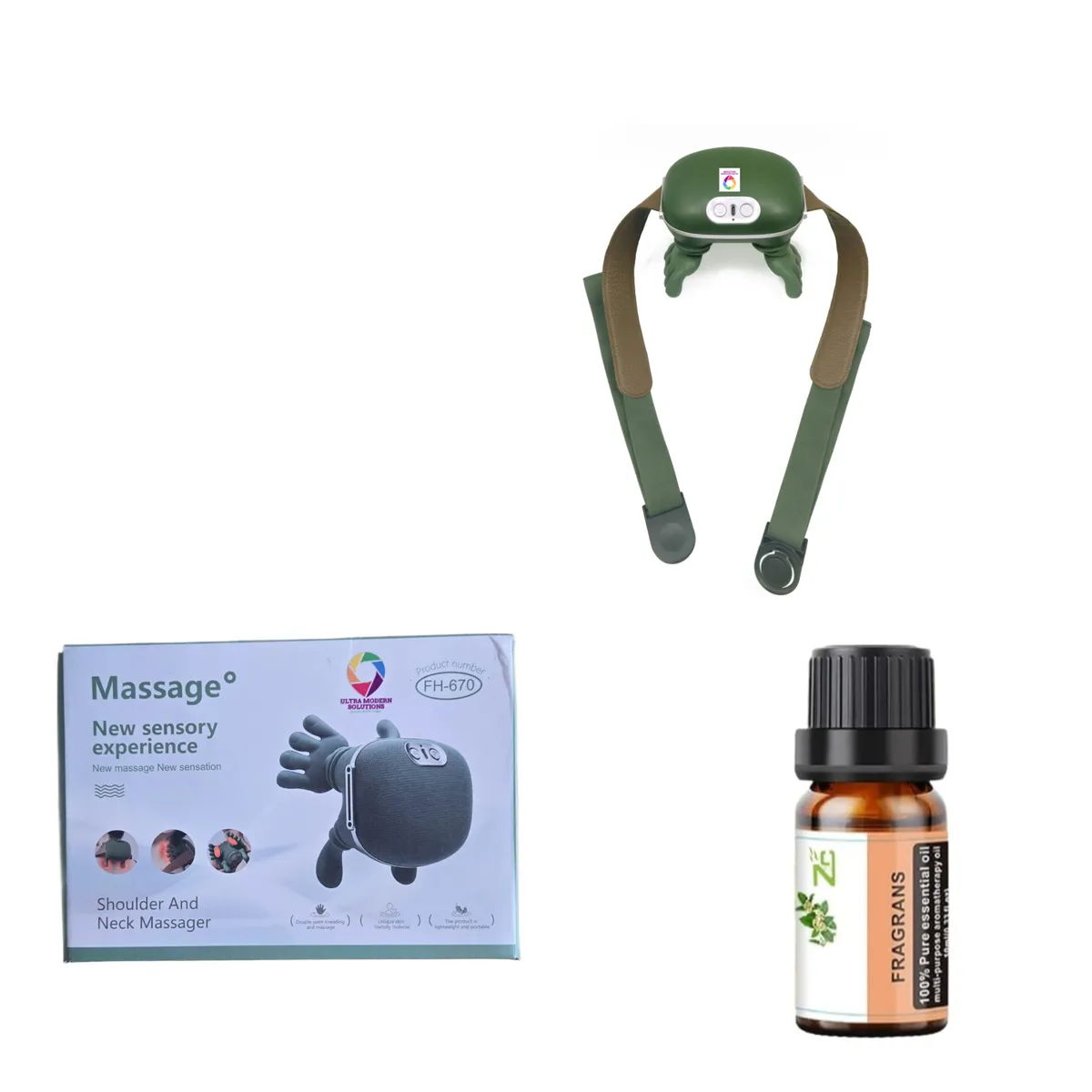 Shoulder & Neck Massager with Heat - Deep Tissue Electric Massage Device - Green