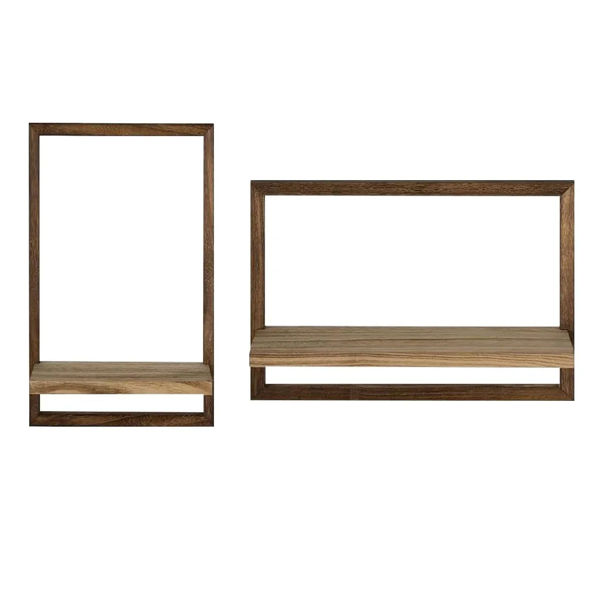 Wooden Wall Shelves Plant Pot Rack Display Decor Frame Set Floating Shelf - 2pack-Brown