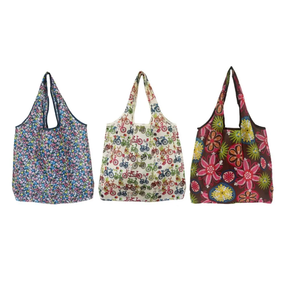 Foldable Recycle Shopping Bag Eco-Friendly - Set of 3 - 60cm - Spring