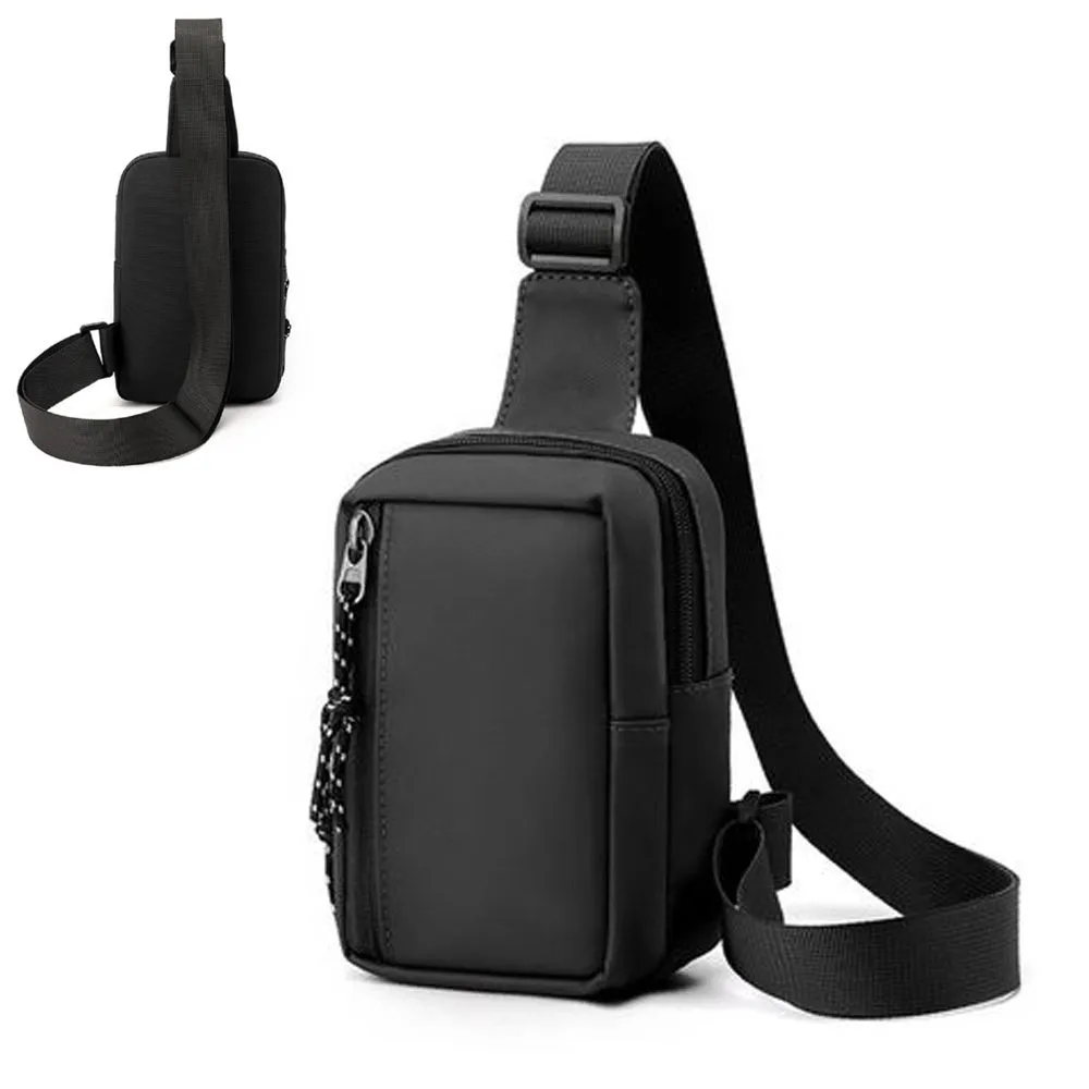 Shoulder Crossbody Bag Men Mini Sling Chest Outdoor Casual Minimalist Bag - Black