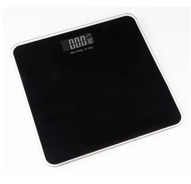 Glass Round Edge Electronic Bathroom Scale - Black