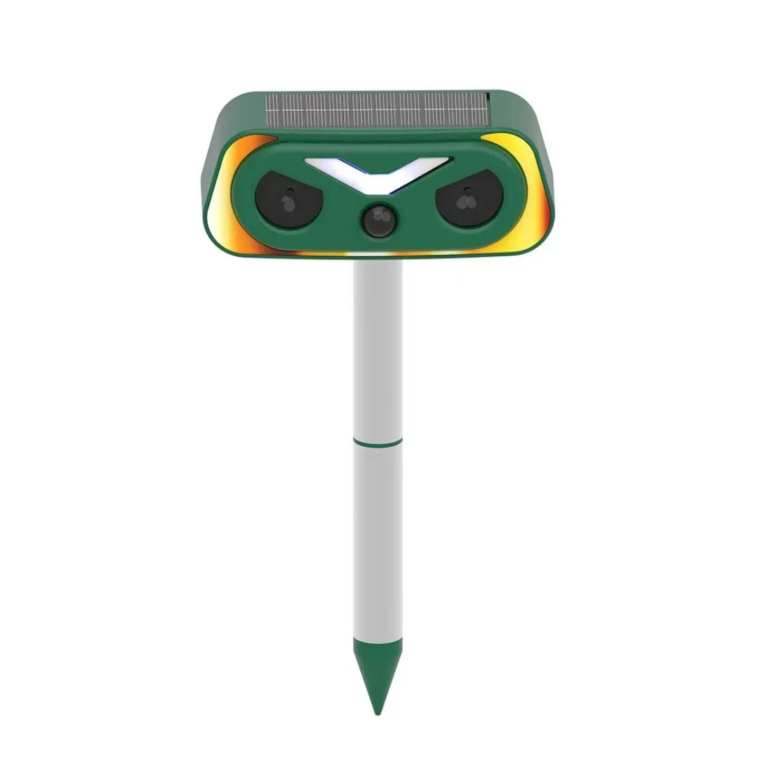 Ultrasonic lamp flash solar animal repellent