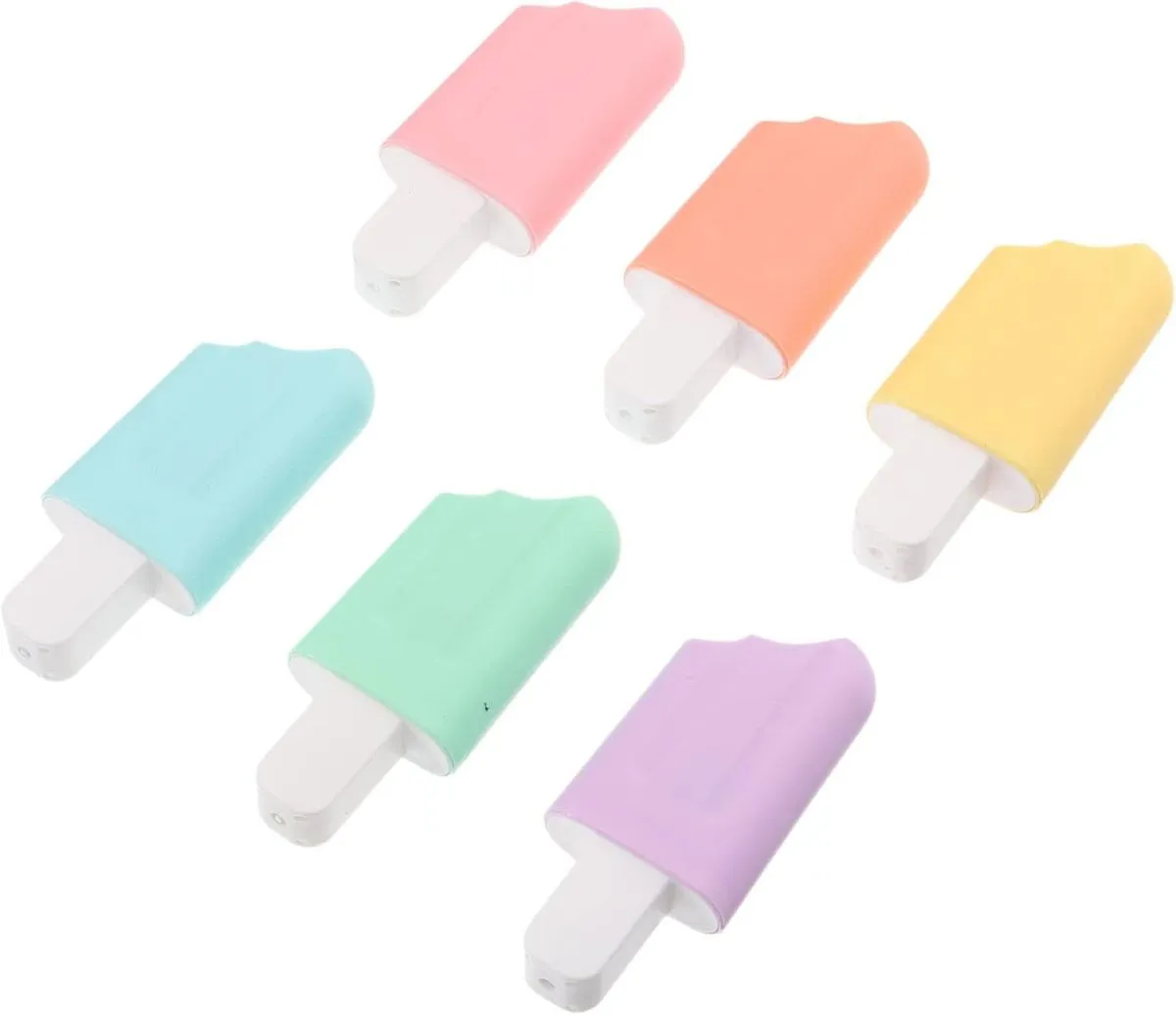 6 Pcs Ice Cream Shape Highlighter Pens Markers for School and Office Smooth