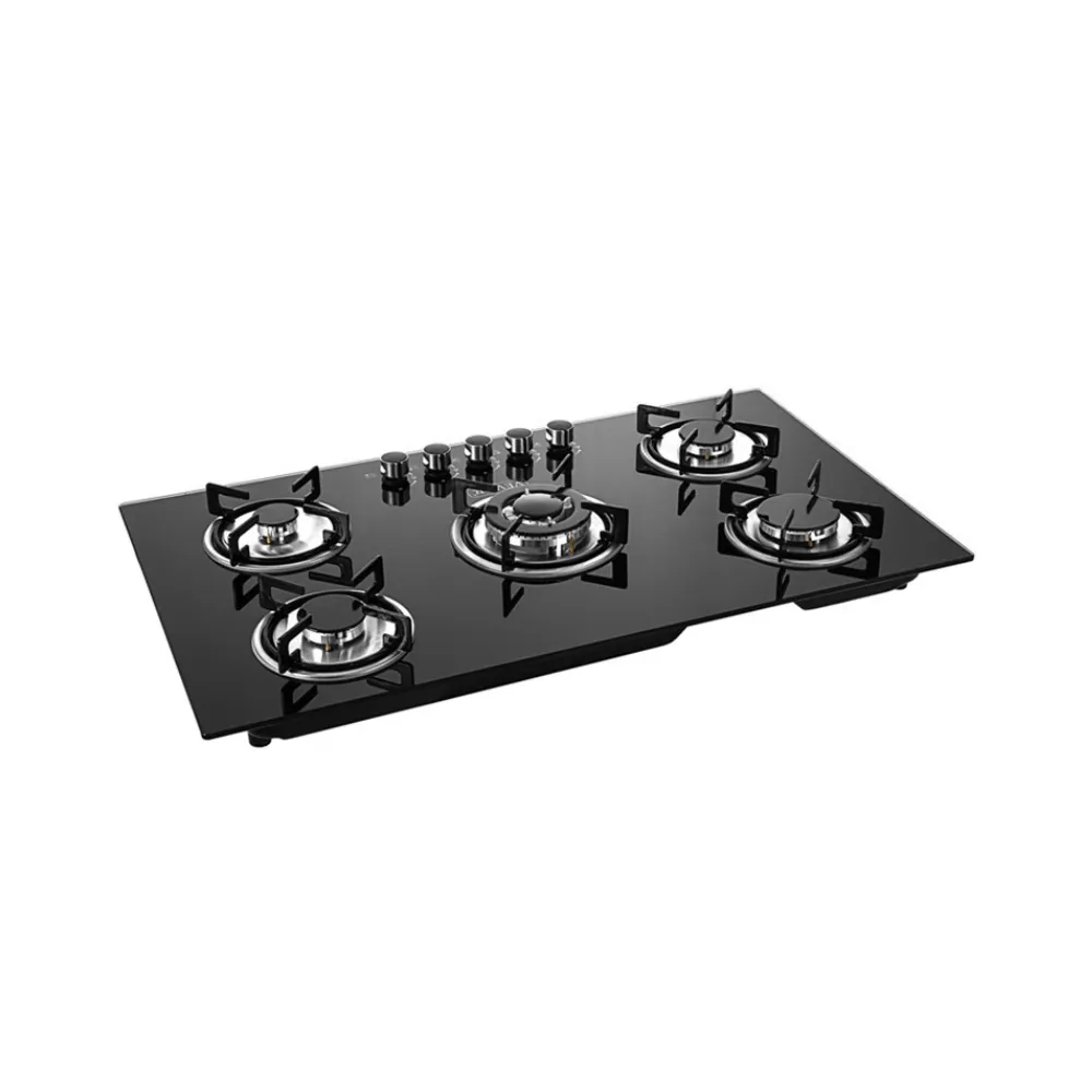 High-Quality Embedded Toughened Glass 5-Burner Gas Stove