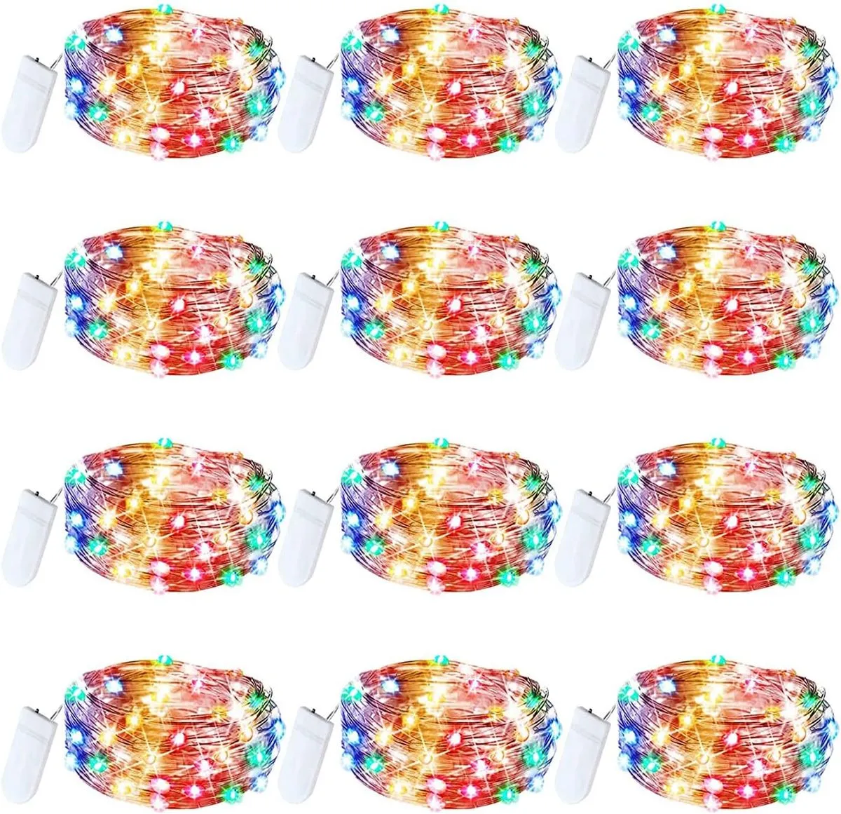 Pack of 12 LED Fairy Lights Battery Operated Lighting Firefly Light for DIY - Transparent, Brown