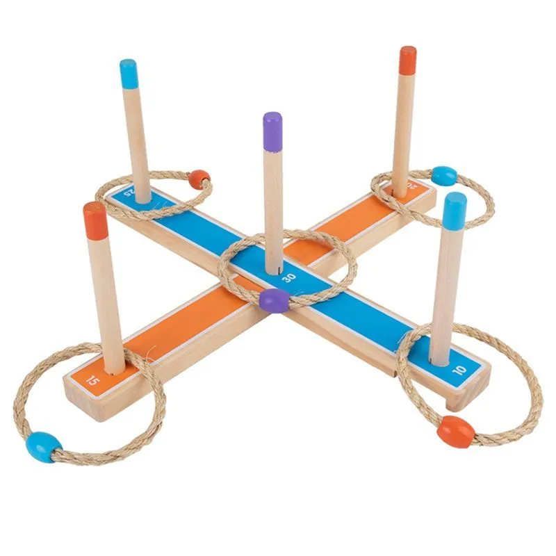 Ring Toss Toy Outdoor Throwing Ring Game 3-12 Years Kids Wooden Tape