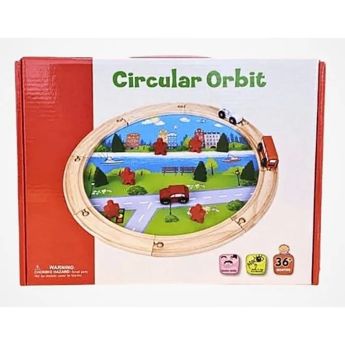 Circular Orbit Wooden Train & Car Track Set | Kids Educational Puzzle Toy