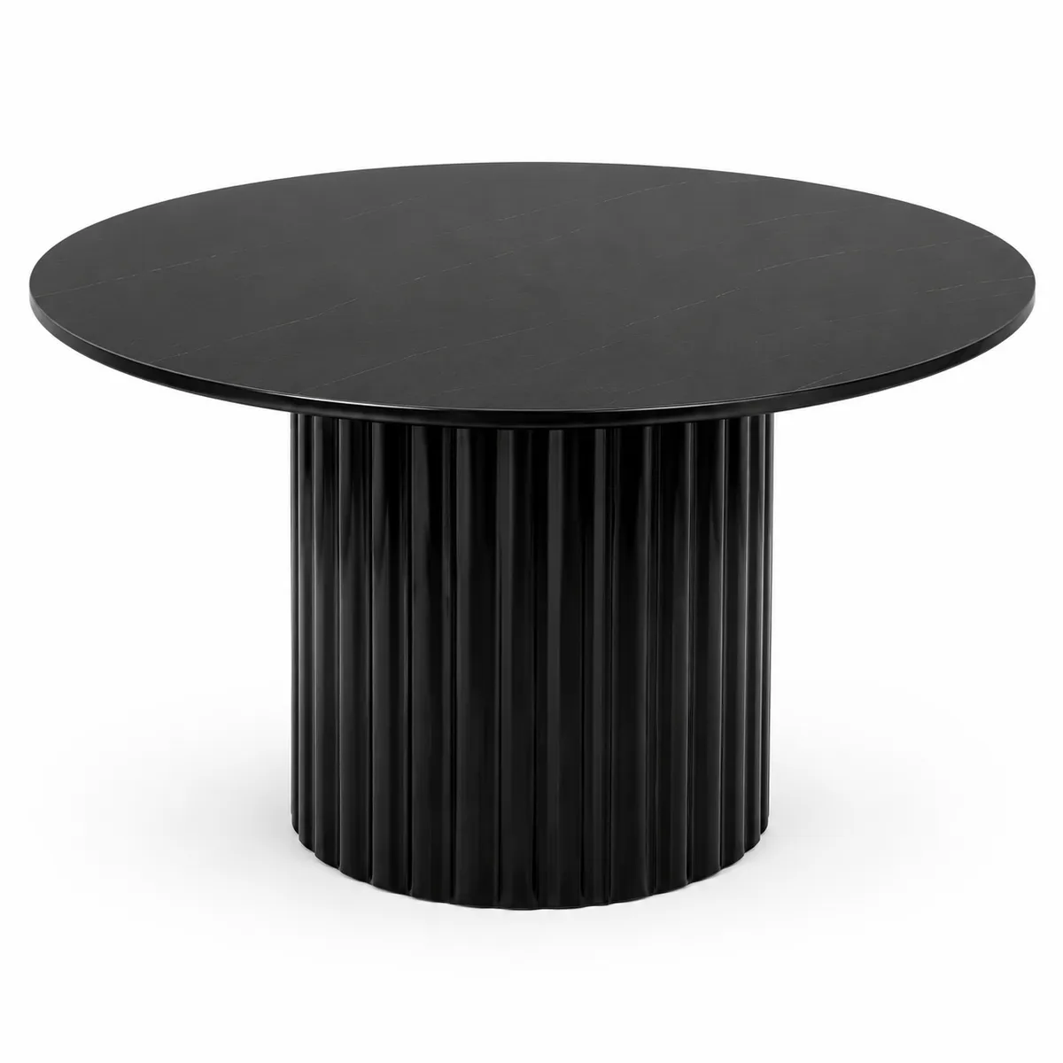 Premium Modern Round Dining Table - Black Pedestal Base Table