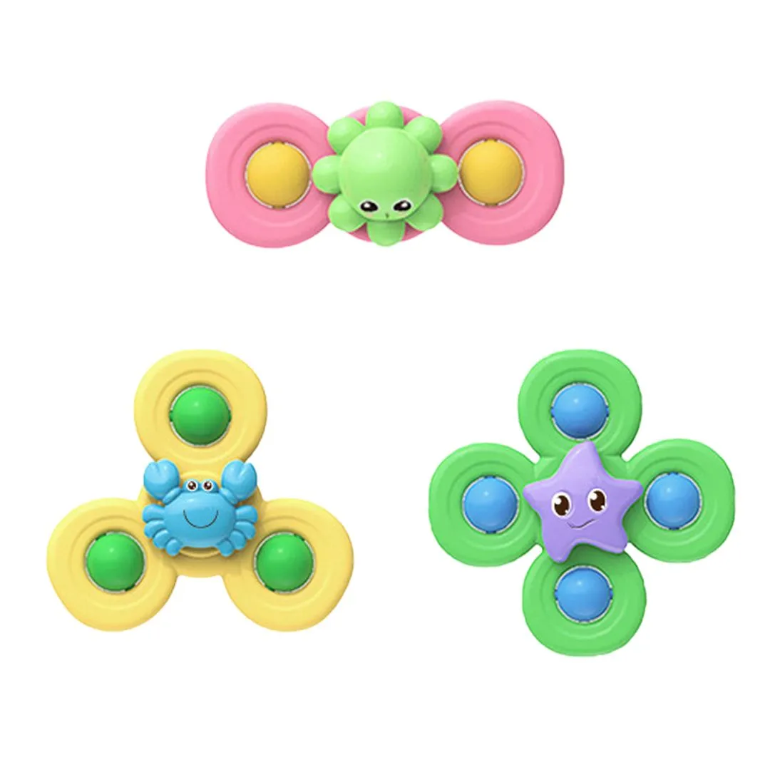 3PCS Suction Cup Spinner Toys Bath Sensory Toys for Toddlers Infant Kids