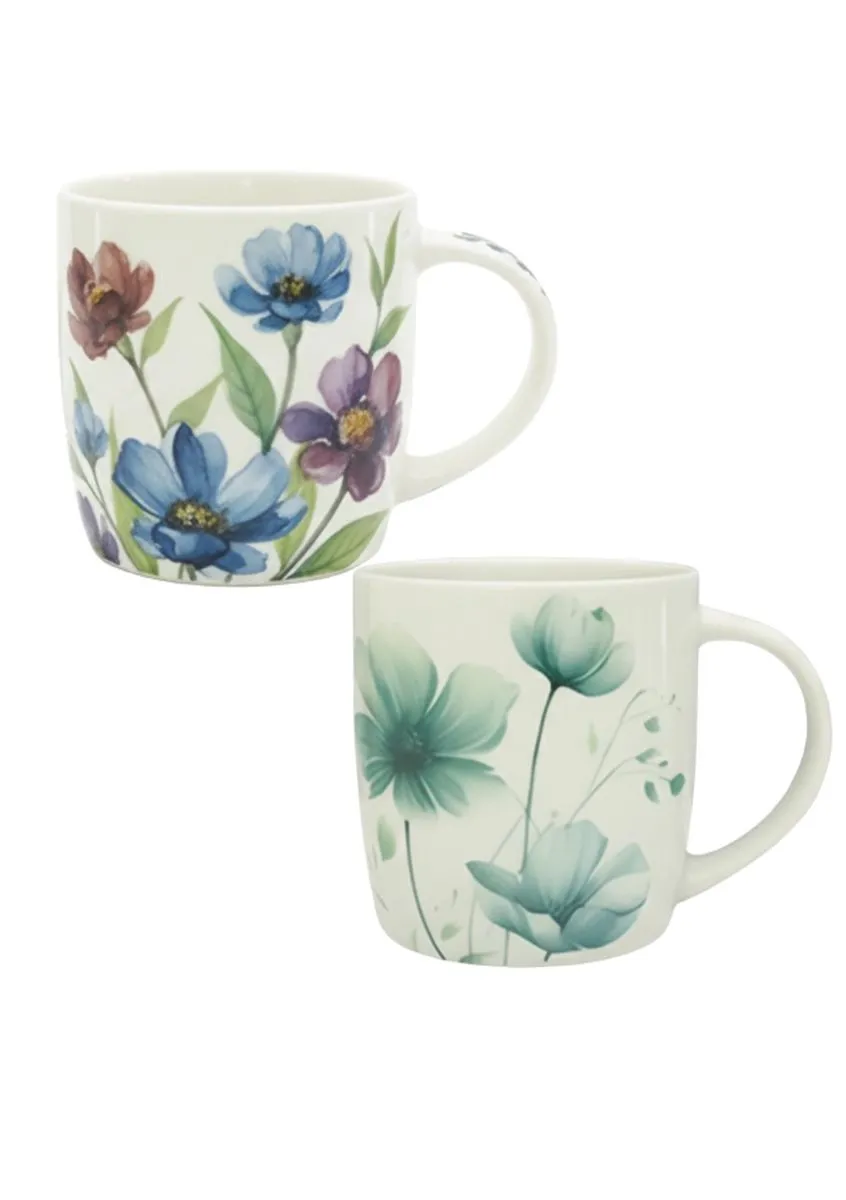 2 Pack Ceramic Floral Pattern Kitchenware Ceramic Coffee Cups