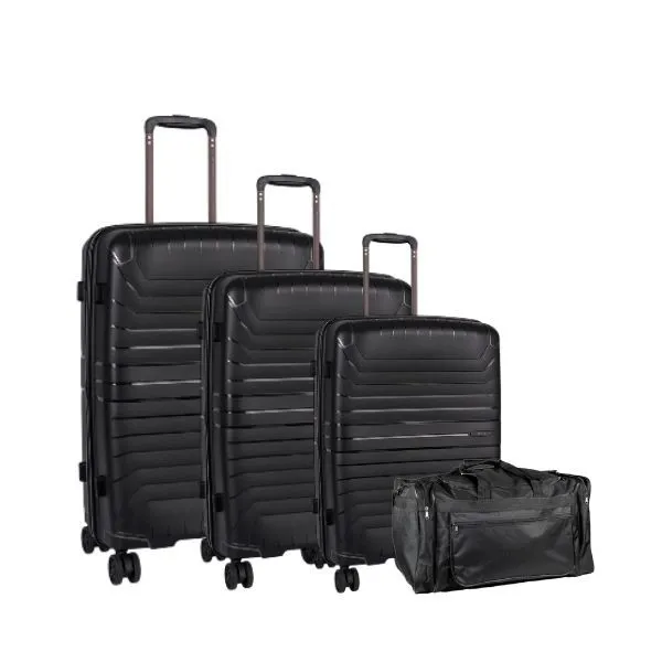 Cellini Guardlite 3 Piece Luggage Set + FREE Fold Up Duffle - Black