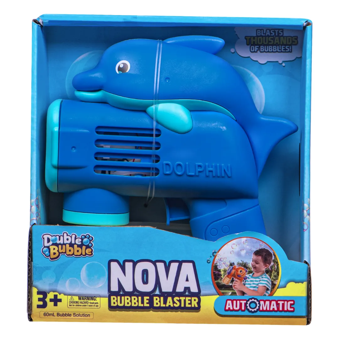 Double Bubble Nova Electronic Bubble Gun - Bubble Blaster Machine for Kids - Blue